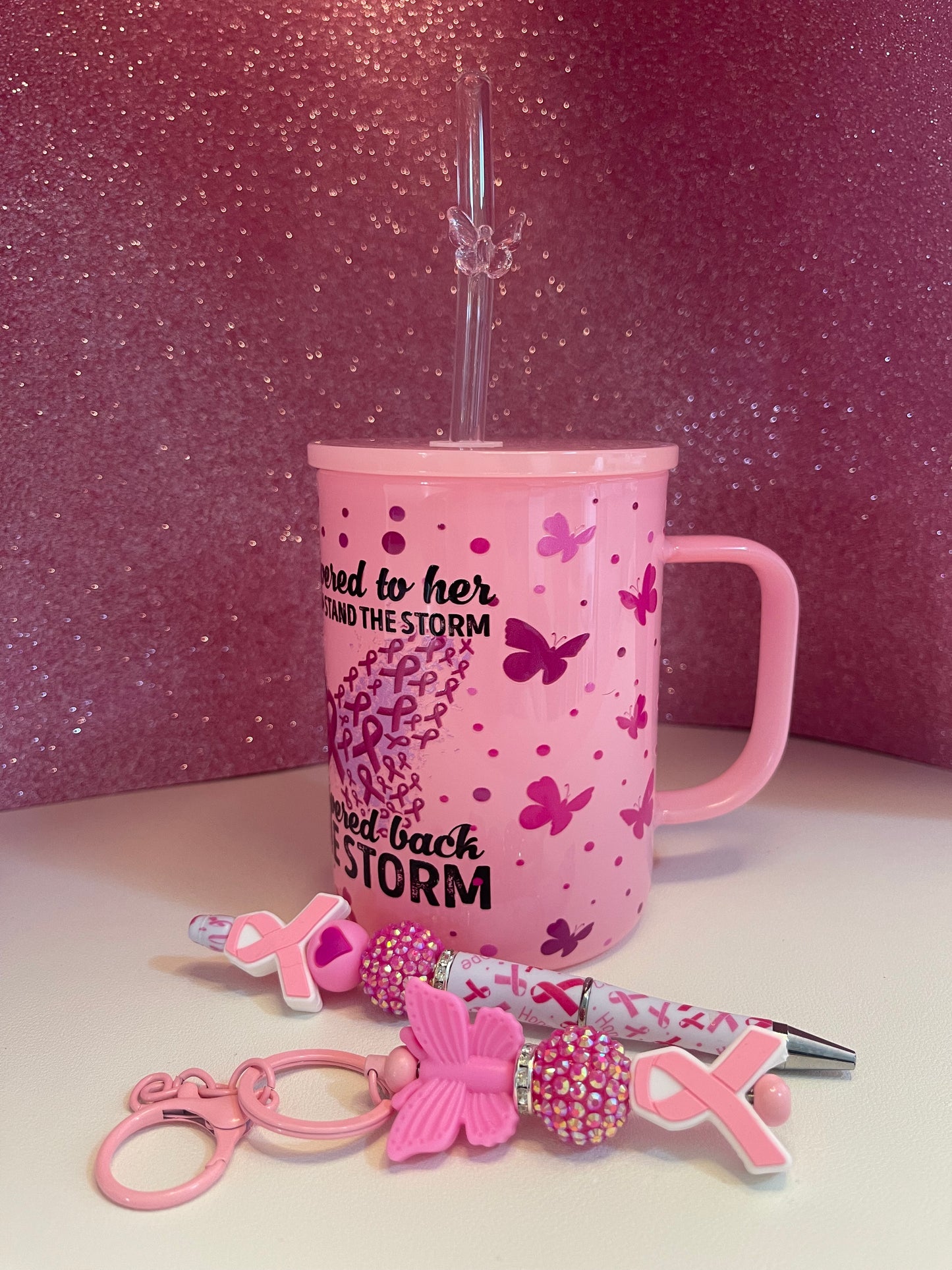 Pink Hope Cup, Keyring & Pen Set